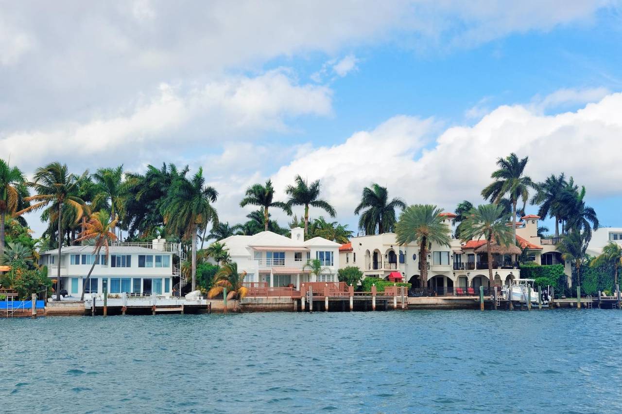 A luxury house seen on Hibiscus Island in downtown Miami, Florida, USA.